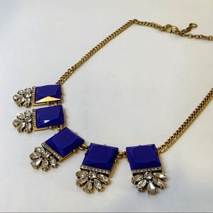J Crew Blue and Crystal Statement Necklace